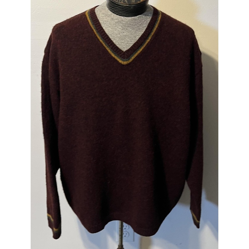 Vintage Abercrombie & Fitch Sweater Mens XL Red V Neck 100% Wool Pullover 90s‎